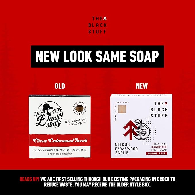 The Black Stuff All Natural Bar Soap for Men Handmade Cold Process Soaps with Organic Ingredients and Essential Oils - Mens Soap for Daily Use, Citrus Cedarwood Scrub Body Soap