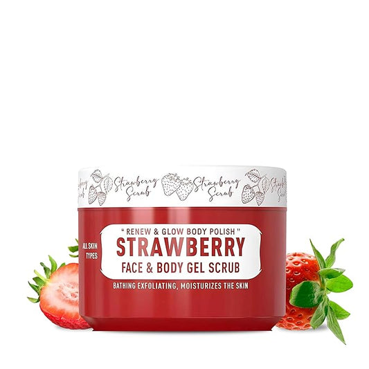 Immortal NYC - Strawberry Crush Face & Body Scrub Mask Gel- Moisturizing and Exfoliating Body, Face, Hand, Foot Scrub - Fights Acne, Fine Lines & Wrinkles, Great Gifts For Women & Men - 10 oz