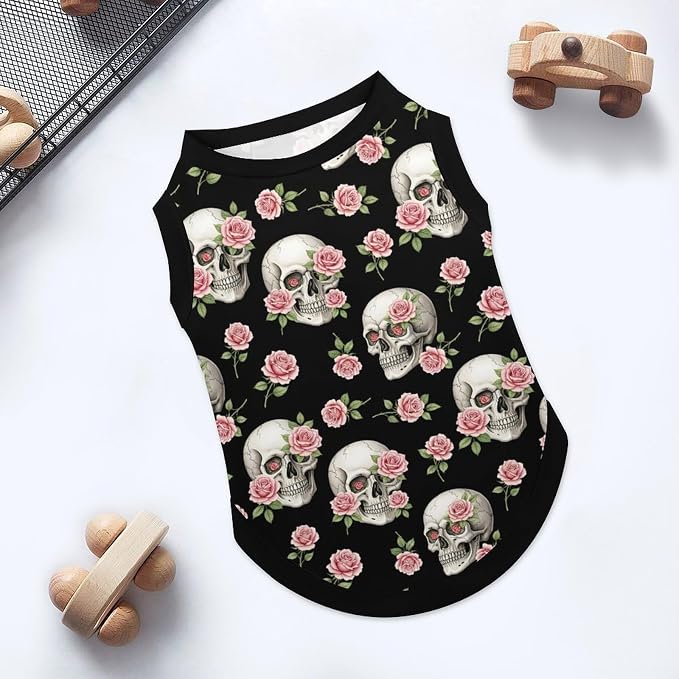 Halloween Pet Vest Rose Skull Pet Shirts X-Small | blossom Dog Shirt Vest cute pet Sleeveless Vests Ice Silk Dog T-Shirts holiday Dog Clothes Halloween Canine Wear