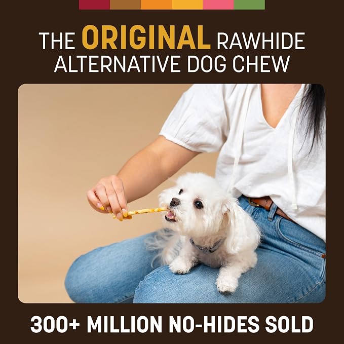 Earth Animal No Hide Stix - Rawhide Free Dog Chews 80 Count Peanut Butter | Small Sticks Peanut Butter Flavored Natural Rawhide Free Long Lasting Dog Chews - Pet Treats for Small Dogs and Cats