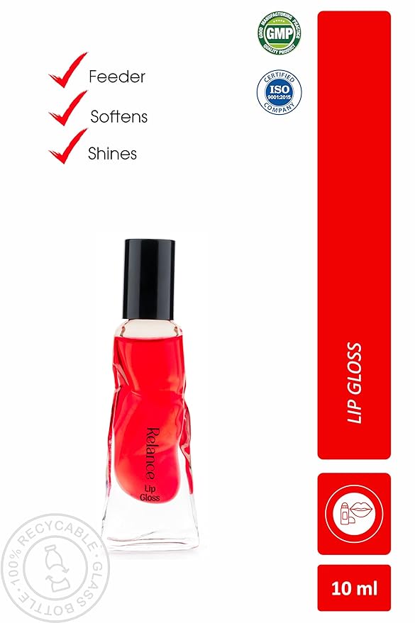Relance Premium Lip Gloss, Red, Moisturizing Formula with Shine Effect, 10 ml