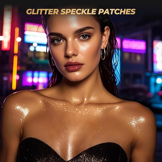 Makeup Patches, Glitter Speckles for Body, Sparkle Gold Glitter Freckles for Hallowmas Christmas