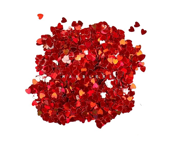 MARBLERS [Heart] Shape Glitter for Body & Face 0.11oz (3g) | Flake | Non-Toxic | Vegan | Cruelty-Free | Eyeshadow, Nail Polish, Nail Art | Festival, Rave & Party Makeup | Body & Face