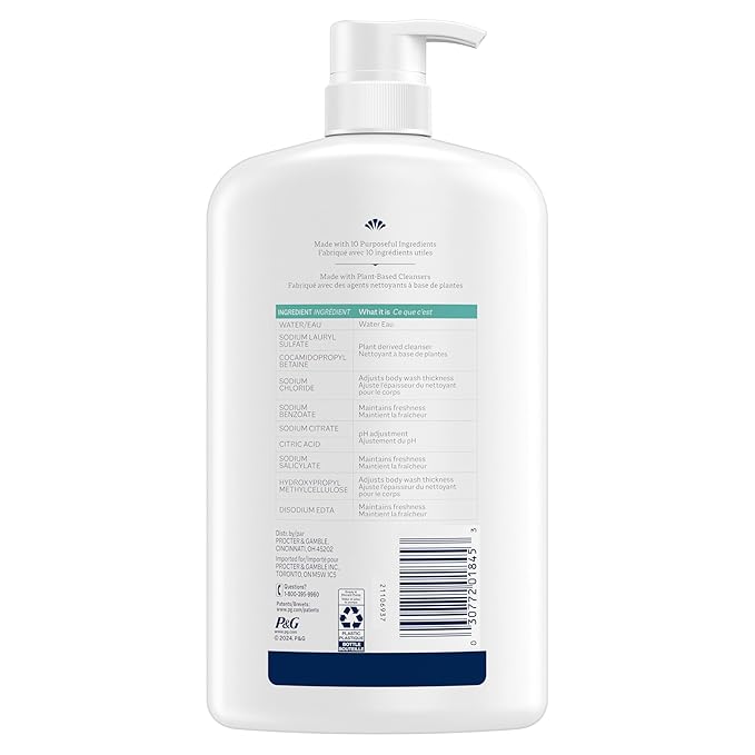 Ivory Body Wash, Designed for the Whole Family, Gentle Formula, Free of Dyes Heavy Perfumes Parabens Phthalates & Silicones, Fragnance-Free, 35 oz