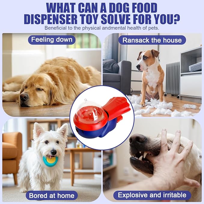 Pet Food Dispenser Toy Slow Feeder Puzzle Toy for Dogs & Cats, Interactive Treat Ball for Boredom, Anxiety Relief and Mental Stimulation (Blue)