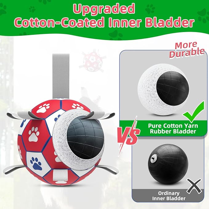 Diman Herding Ball for Dogs Large, 9 Inch Dog Soccer Ball with Straps