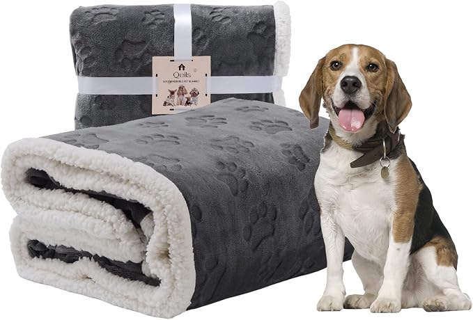 Waterproof Blanket for Bed, Dog Blankets for Large Dogs, Waterproof Cat Blanket Washable, Soft Sherpa Fleece Puppy Blanket, Reversible Throw Protector for Couch Car, 50"X60", Dark Grey