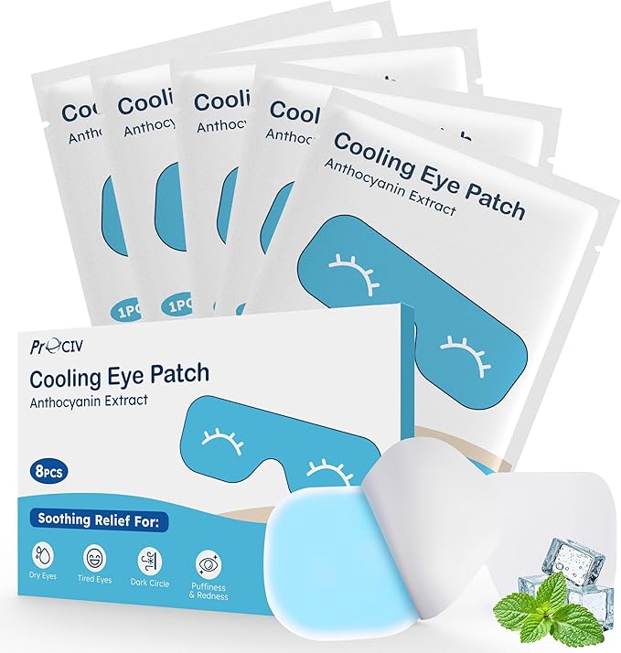 8 Packs Hydrogel Eye Mask Disposable Cold Therapy Sleep Mask Soothing Headache Relief Dry Eye, Stress Relief Eye Fatigue, Cooling Eye Masks Cool Masks for Puffy Eyes Travel Essentials