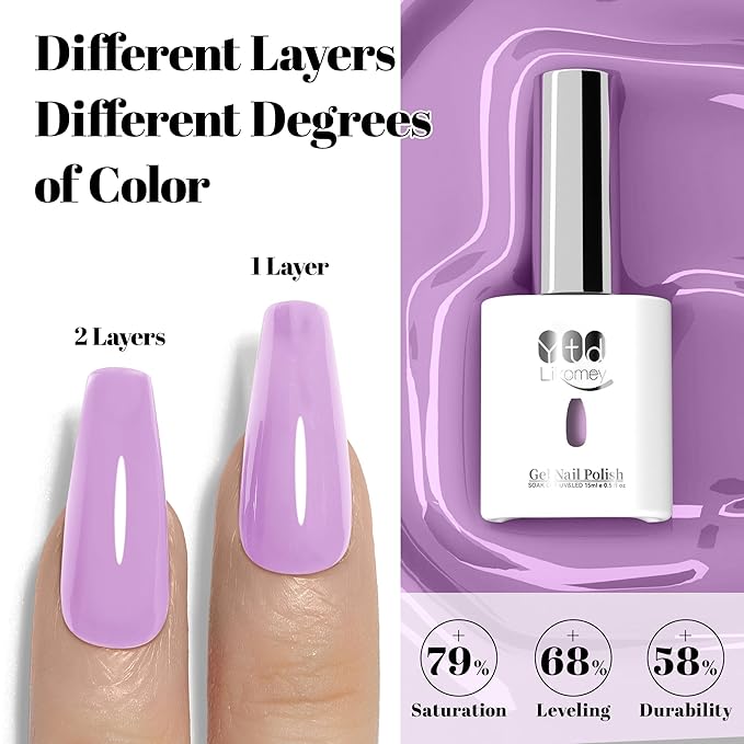 YTD Likomey Pink Purple Gel Nail Polish,15ml Salon Home DIY Manicure and Pedicure Fall Winter Soak Off UV Color Varnish,CS474