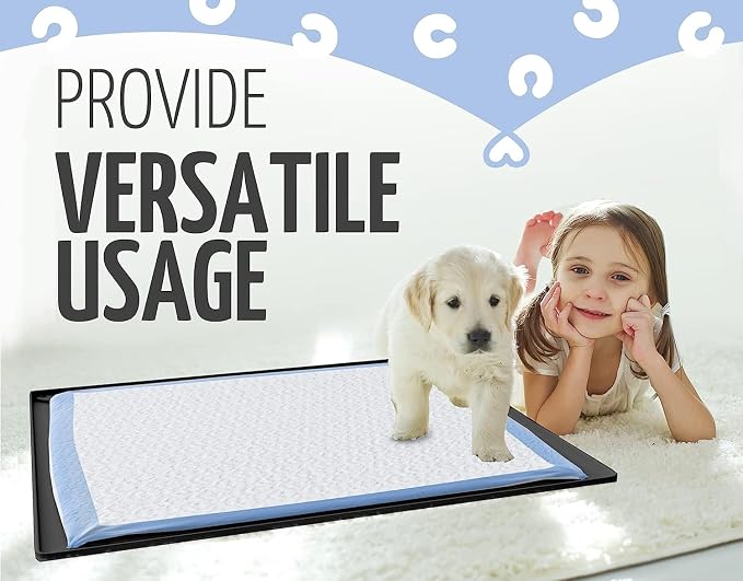 Dog Pee Pad Holder Tray Fits for 30” x 23” Pee Pads - 2 Pack - Black | Corner Lock Holes, Raised Edges, Non-Spill, Easy to Clean Silicone Dog Potty Tray Holder, For Indoor Floor Protection