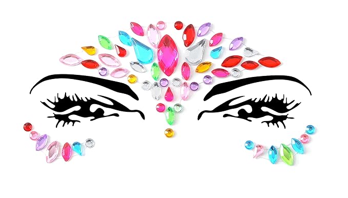 Face Gems Adhesive Glitter Jewel Tattoo Sticker Festival Gems Rave Party Body Make Up (9 PCS Z9ZAKMIX-B)