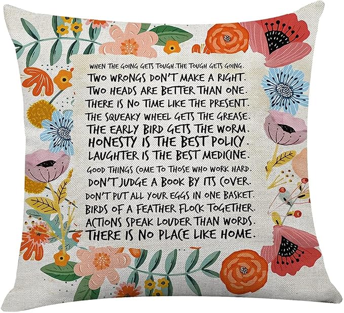 Littlefa Inspiring Gifts Cute Colour Retro Flower Throw Pillow Cover Retro Flower Cushion Cover Decorative Pillowcase Living Room Bedroom Decor for Girls Friends Daughter Niece Women -When the Going