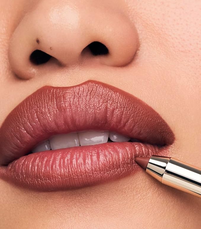 MAKE Beauty Continuum Lip Liner – Long Lasting Creamy Liner with Velvet Matte Finish – Includes Built-In Sharpener and Blending Brush – Highly Pigmented Deep Rosy Nude Lip Color – Shade, Euphoric