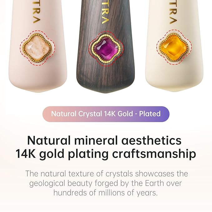 Simetra Detangler Hair Brush for Women and Men, Original Detangling Brush for Curly Hair/Fine &Thick/Wet & Dry Hair, Holiday Present Hairbrush - Natural Crystal Inlay & 14K Gold Plating