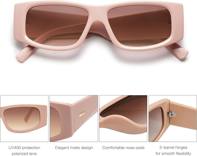 SOJOS Trendy Y2K Rectangle Polarized Sunglasses for Women Men Fashion Designer Rave Sunglasses SJ2228