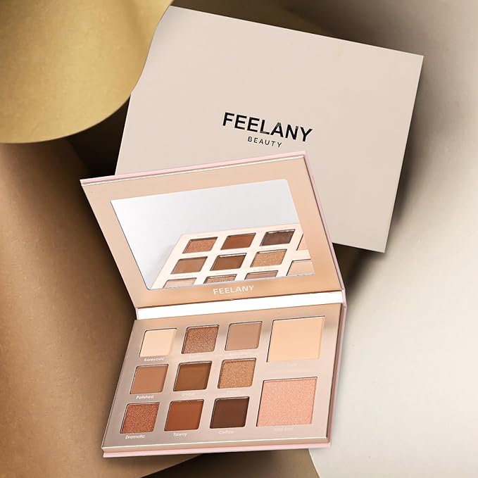 PROFESSIONAL MAKEUP Long Lasting Waterproof Eyeshadow Palette 11 Ultra-pigmented Shimmer & Matte Shades and Naked & Brown Warm Neutral makeup palette with Mirror - Blendable Multi-Purpose