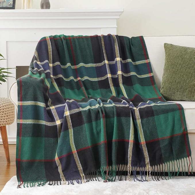 Forest Green Plaid Throw Blanket for Couch, Buffalo Checkered Blanket | 50"x60", Christmas Green Plaid Blanket, Lightweight Farmhouse Outdoor Throw Blankets for Bed, Sofa