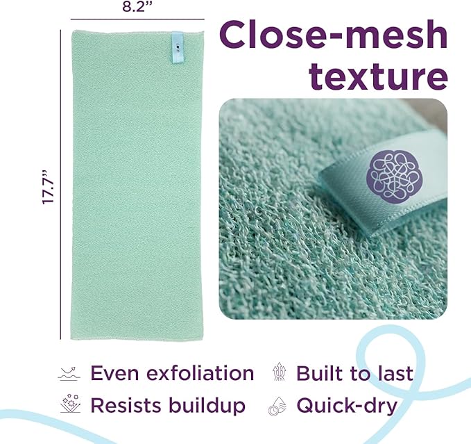 Love Being Scrubbed Exfoliating Flexi Cloths, Stretchy Back Scrubber for Shower & Bath, Exfoliating Body Scrubber for Smooth Skin, Body Scrubber for Men & Women (2 Count, Assorted Colors)