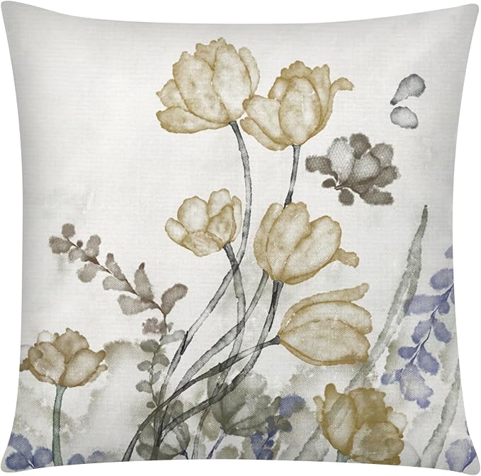 Sage Green Throw Pillow Covers 18x18 Set of 6, Botanical Floral Home Decor | spring summer floral bloom, Standard Throw Pillow Size, Breathable Linen, Neutral flower, Couch Sofa Living Room, home decor