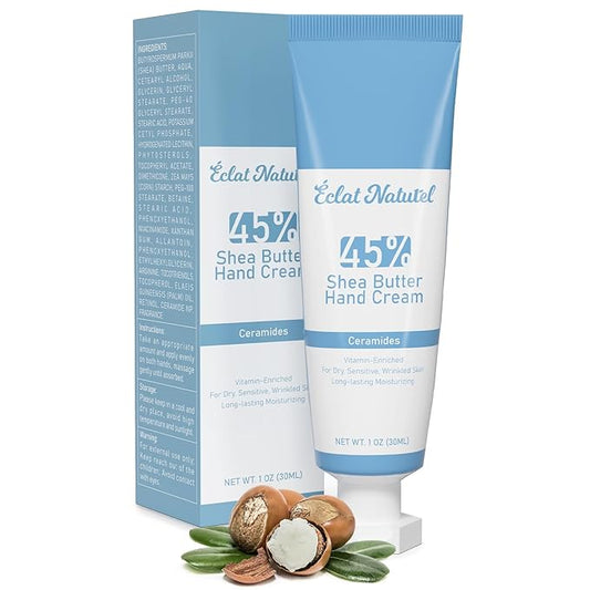 Shea Butter Hand Cream, with Ceramides Niacinamide Vitamin E Lotion Hand Moisturizer, 45% Shea Butter Nourish Moisturizing Cream for Dry Hands, Mini Hand Lotion, 1 Fl Oz