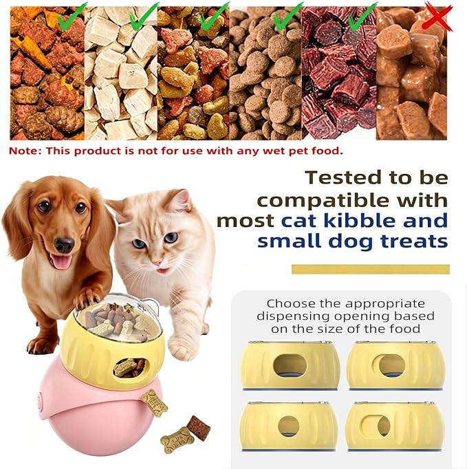 Cat Puzzle Feeder, Interactive Cat Dog Toys,Treat Dispenser(Yellow+Pink)