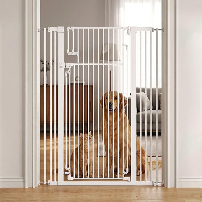 51" Extra Tall Pet Gate for Cats & Dogs, 31.9–42.5" Wide, White | Indoor Pet Gate,Fits widths of 31.9-42.5“,51" Extra Tall, Pressure or Hardware Mount