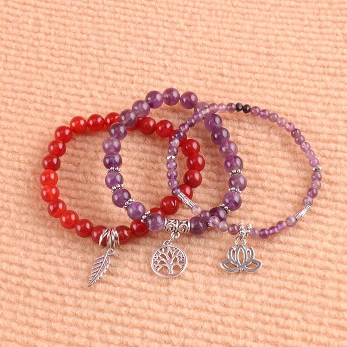 UEUC Tree of Life Yoga Healing Stone Bracelets,Multilayer Lotus Chakra Stone Reiki Bracelet Sets,Anxiety Crystal Natural Stone,for Women Stress Relief