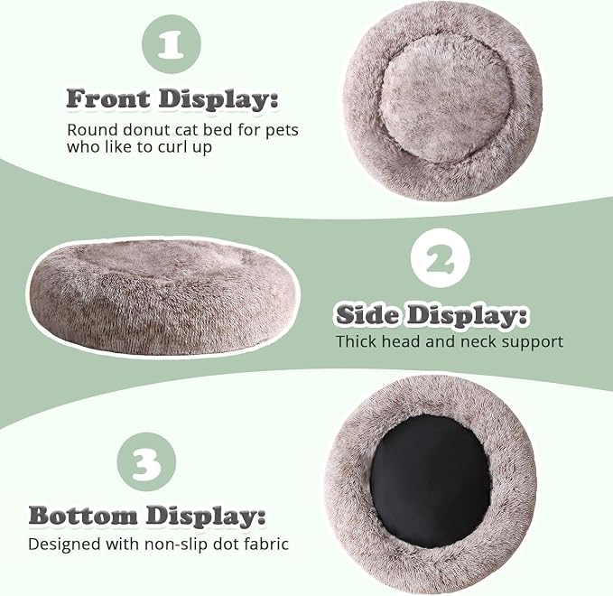 JOLLYVOGUE Dog Beds Large Sized Dog, 36 inches Calming Soft Anti-Anxiety Donut Dogs Bed, Washable Round Fluffy Cushion for Large Pets, Fits up to 80 lbs Pets