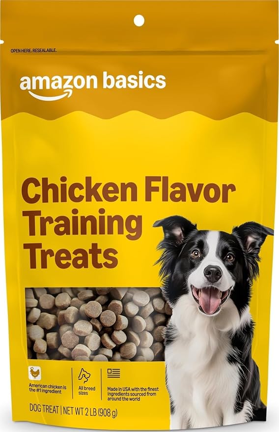 Amazon Basics Chicken Flavor Training Treats for Dogs, 2 lb. Bag (32 oz) (Previously Wag)