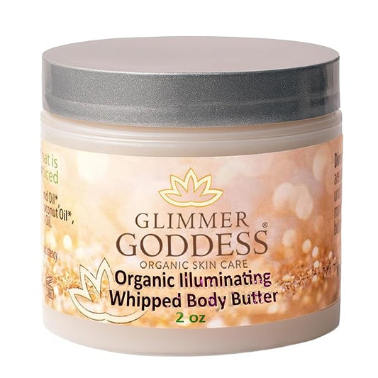 Glimmer Goddess Shimmer Body Butter with Organic Whipped Shea Butter for Hydration, Moisturizing & Silky Natural Glow - Diamond Sexy, 2 oz