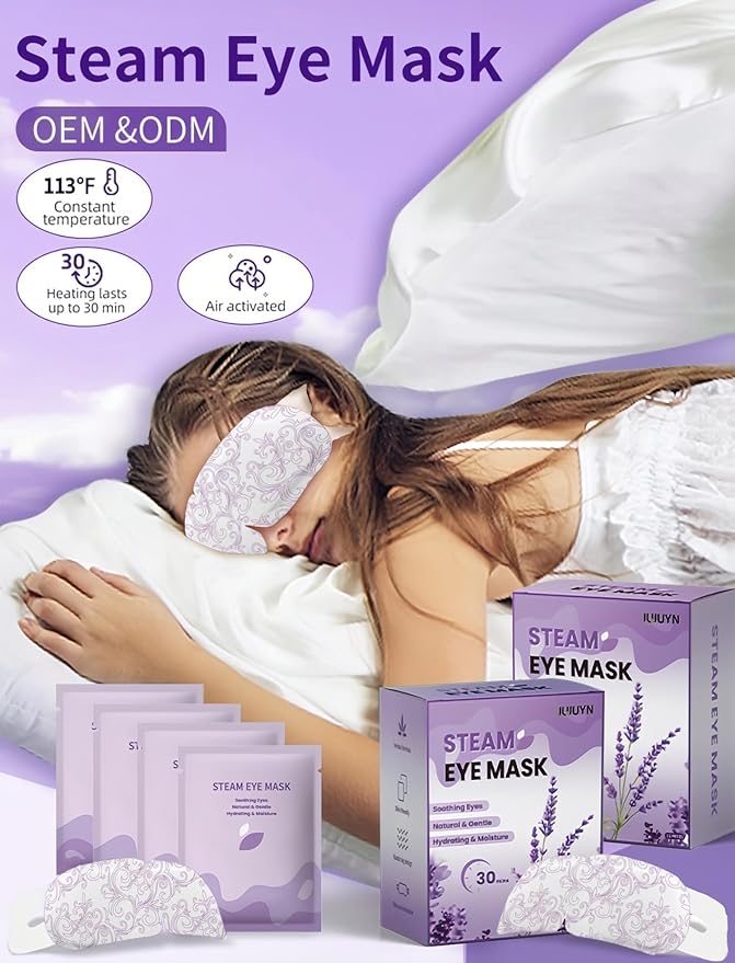 12-Pack Disposable Steam Eye Mask for Dry Eyes & Digital Eye Strain | Self-Heating Screen Time Relief Mask with 30min Moist Heat (104-113℉) | Sleep Mask for Travel, Office Gifts (Purple&Unscented)
