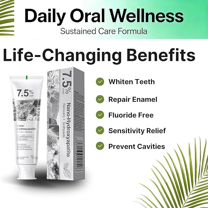 Hydroxyapatite Toothpaste, 7.5% Nano Deep Cleaning Toothpaste for Advanced Enamel Protection, Sensitive Relief Fluoride Free Effective Toothpastes, with Fresh Mint (4.2 Fl Oz (Pack of 1))