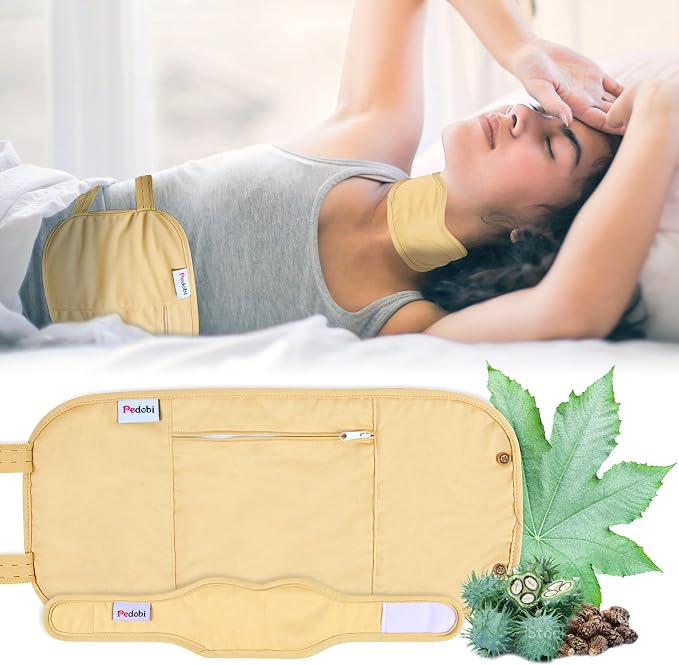 Castor Oil Pack Wrap for Neck, Castor Oil Compress for Liver Detox, Insomnia, Constipation, Yellow