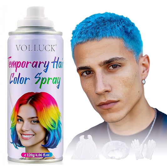 Blue Hair Spray Temporary, Hair Color Spray 1-Day Hair Dye Colored for Kids Women Men, Hair Wax Color Washable, Hair Paint Spray for Halloween Party Fast-Drying, Non-Sticky 4.06 Fl Oz