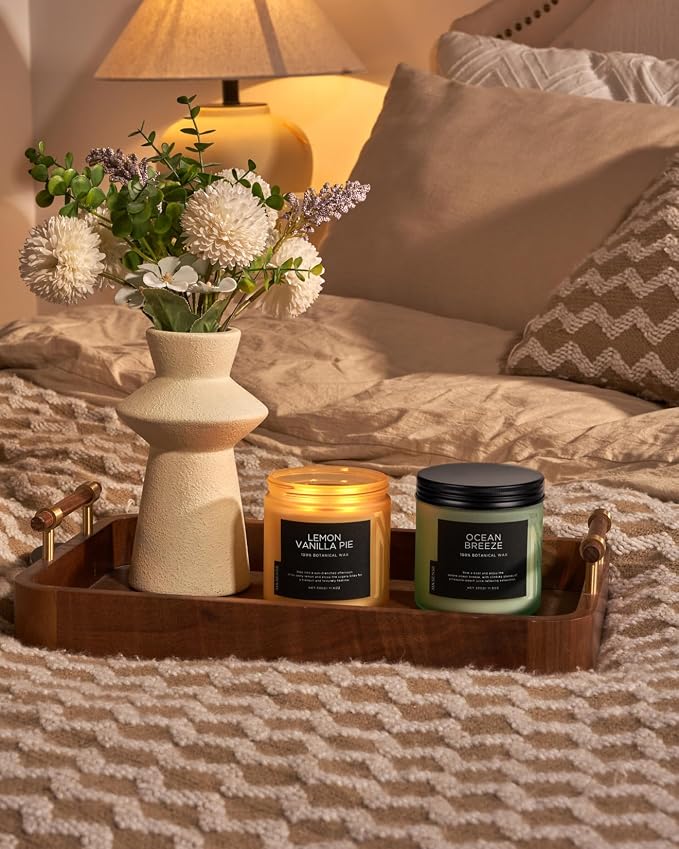 M&SENSE Lemon Vanilla Scented Candles, 11.6oz Natural Soy Wax, 70 Hours Long Lasting Burn, Non-Toxic, Highly Scented Gifts for Bathroom Living Room, Stress Relief Home Fragrance for Men Women