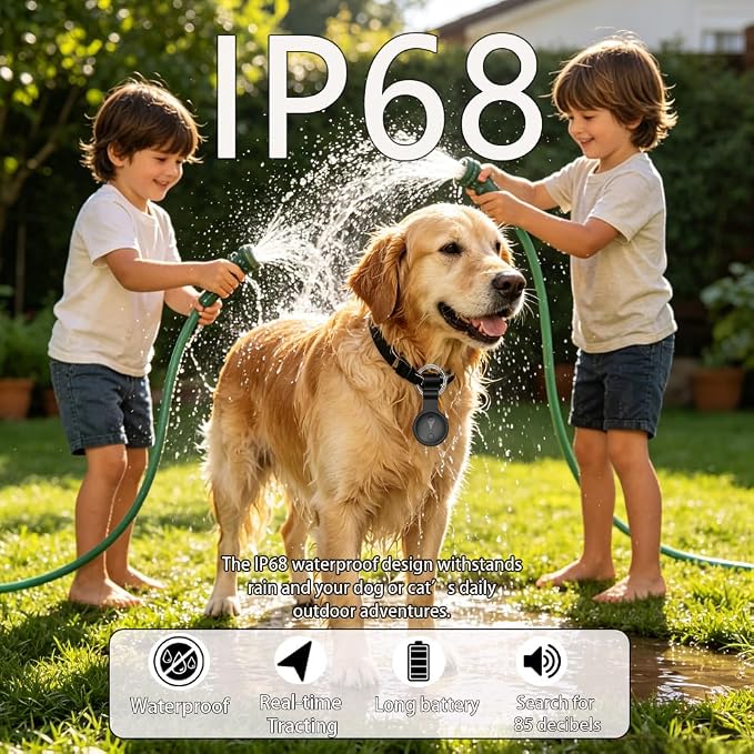 Pet GPS Tracker for Dogs/Cats,Smart Location Collar,Works with iOS Find My