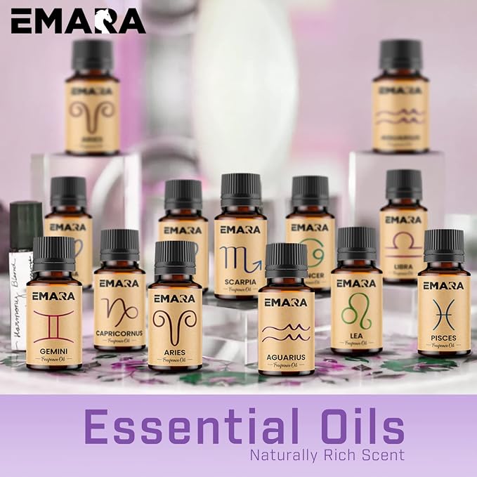EMARA All Natural Zodiac Pisces Essential Oil for Diffusers, Skin Care, Aromatherapy Fragrance Oil, Organic Therapeutic Grade 15 mL (1/2 fl oz)