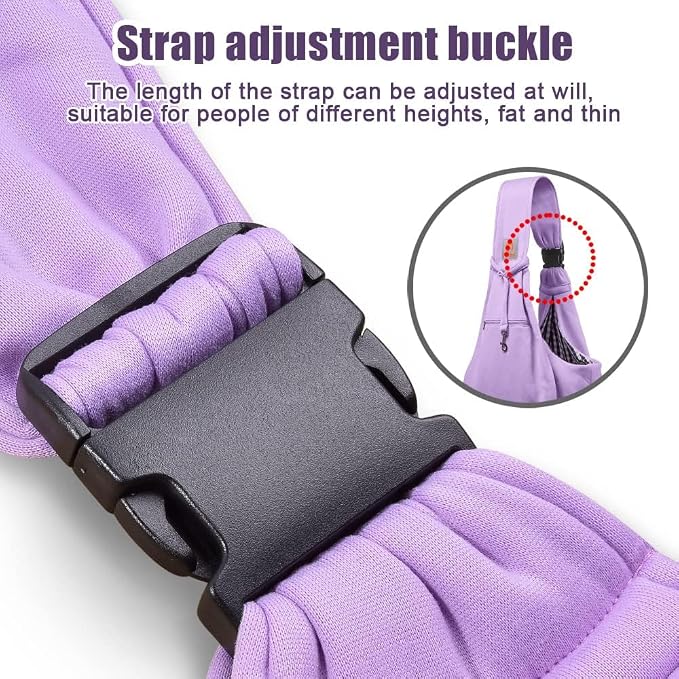 Tomkas Dog Cat Carrier Sling Zip Pocket & Adjustable Strap(M,Light Purple)