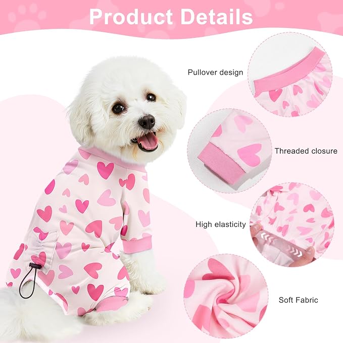 Bienbee Dog Pajamas, 4 Pack Adjustable Onesies for Small to Large Dogs S | Dog Shedding Suit with Soft Fabric, Breathable & Stretchy, and Adjustable Back Length for Sleeping Lounging and Daily Use