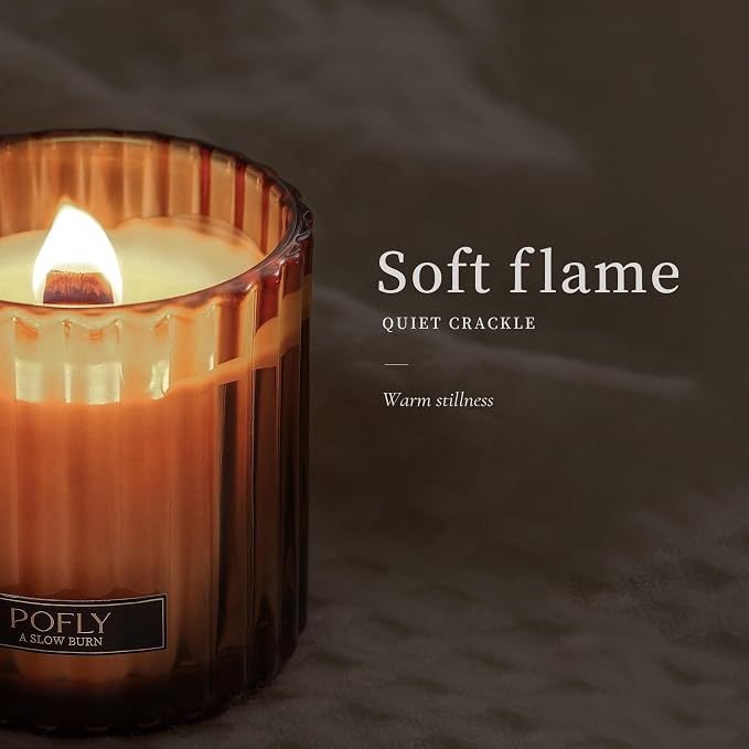 Salted Caramel Scented Candle with Crackling Wood Wick, Hand Poured Soy Wax Candle, Long Lasting Aromatherapy Candle for Home, Housewarming Gifts New Home, 5.29 Oz