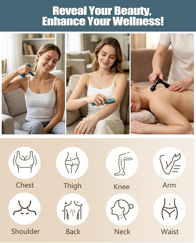Abnaok Trigger Point Massage Tool for Deep Tissue, 3PCS Fascia Release Tools Set, Thumb Saver Massage Tool for Full Body Pain Relief, with 3-Legged Massage Knobs, Stress Relief