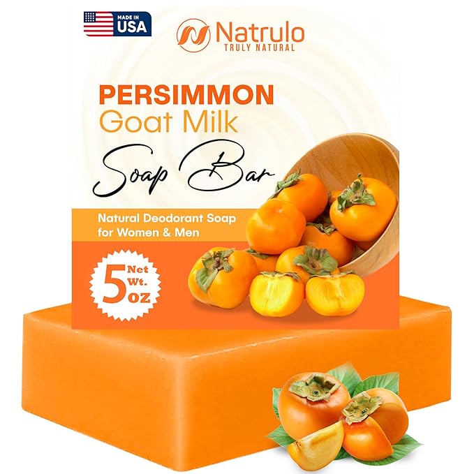 Persimmon Soap Bar for Body Odor Control – Purifying Deodorizing Body Wash with Goat Milk for Eliminating Body Odor – Great for Skin Brightening, Natural Deodorant Soap for Men & Women