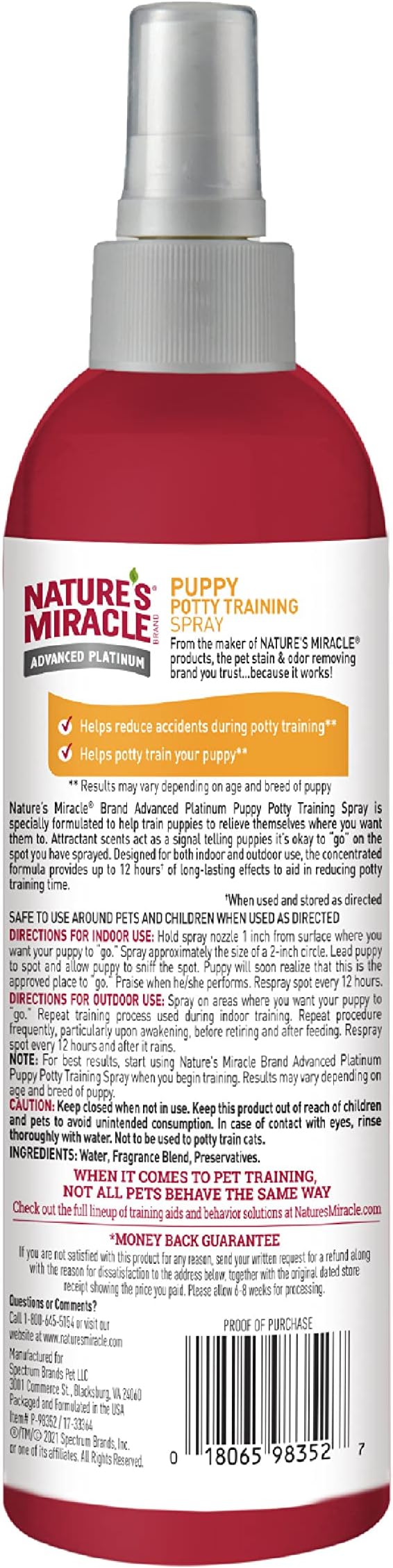 Nature's Miracle Advanced Platinum Puppy Potty Training Spray, 8 oz | Helps Encourage Puppies To Go Where You Want, Lasts Up To 12 Hours, For Indoor & Outdoor Training