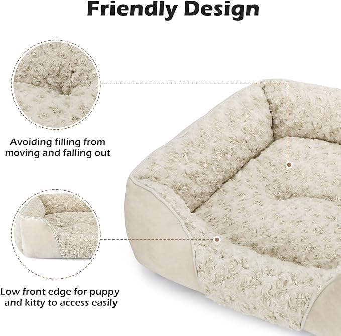Large Dog Bed Rectangle Washable Orthopedic Soft Calming Sleeping Durable Pet Cuddler with Anti-Slip Bottom