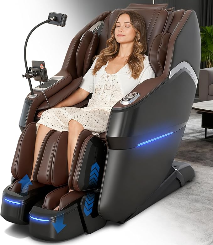 Space Walk & Ankle Stretch 4D Massage Chair Full Body, Unique 2026 Zero Gravity SL-Track Shiatsu Massage Chair Recliner, Electric Calfrest Extension & Foot Rollers, AI Voice Control S002 Black