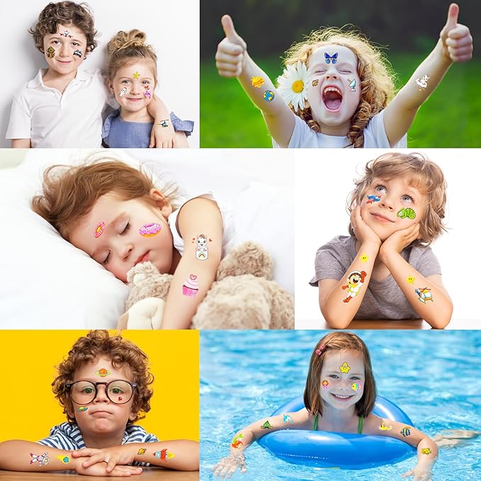 Tattoos for Kids, 300+ Mixed Styles Temporary Tattoos Stickers Set for Girls and Boys, Space Dinosaur Animals Butterfly Fish Tattoos for Kids Birthday Party Supplies Party Favors