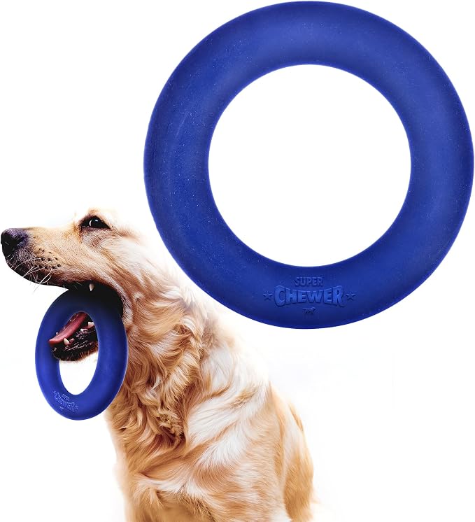 Tuff Pupper SuperChewer Tough Dog Ring Toy | Lifetime Replacement | Strong Natural Rubber | Chew Toys for Aggressive Chewers | Durable Tug Play | Strong Dog Ring Toy | Large Breed Tested