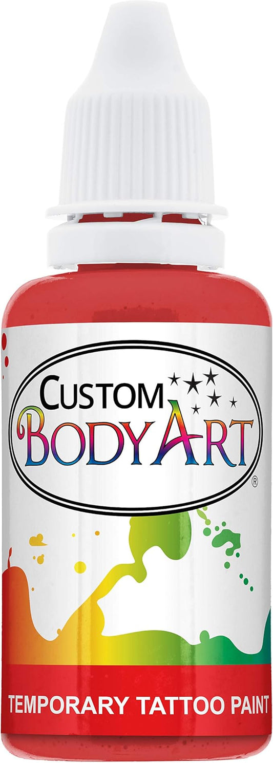 Custom Body Art Red Airbrush Body Paint 1oz - Alcohol-Based, Waterproof, Body Paint for Adults, Cosplay, Temporary Tattoos