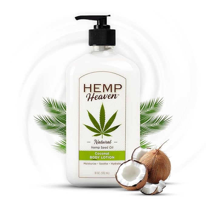 Hemp Heaven Hemp Lotion - Natural Hemp Seed Oil, Paraben-Free, 18 oz, Made in USA, Nourishing for Men & Women, EWG Verified, Anti-Aging (Coconut)