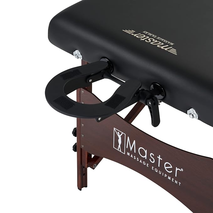 Master Massage Roma II Portable Massage Table Bed Package with 2.5" Cushion, Half Round Bolster, Disposable Face Cover, Black, 30" Salon Beauty Tattoo Lash Facial Bed